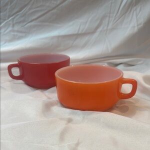 Vibrant Orange and Red Ceramic Cups